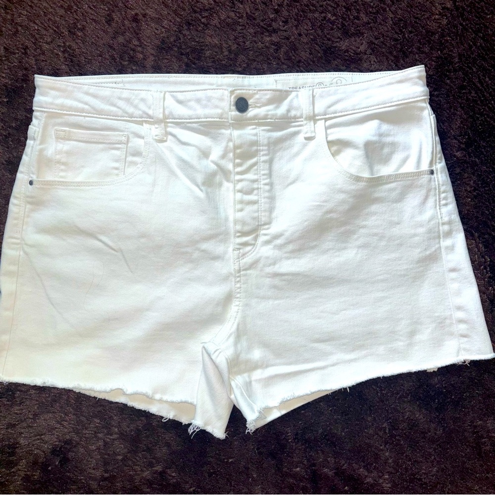 Treasure & Bond Foster Boyfriend High-Rise White Denim Women's Shorts Size W33